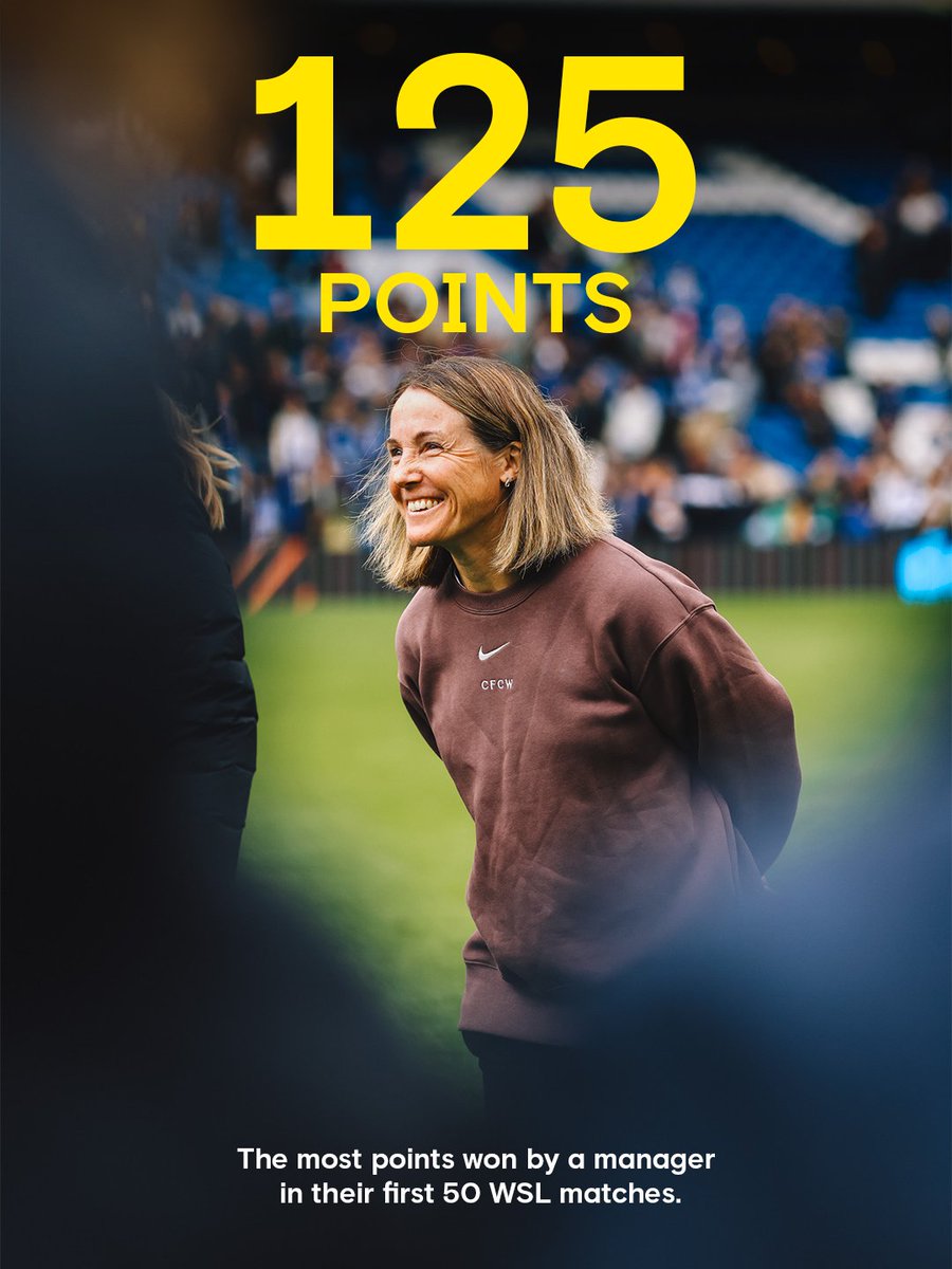 ChelseaFCW's tweet photo. Never done setting records. 🌟

No manager has won more points in their first 50 @BarclaysWSL matches than Sonia Bompastor. 🙌 https://t.co/eKfY5xzLmW
