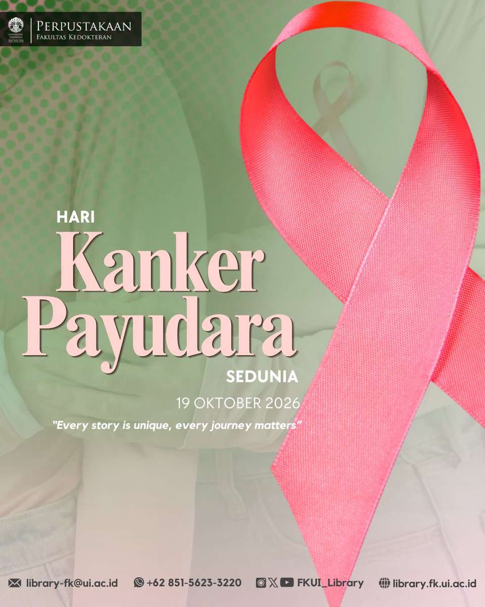 FKUI_Library's tweet photo. Hari Kanker Payudara Sedunia 🌍
19 Oktober 2026

Tema “Setiap kisah itu unik, setiap perjalanan itu penting” mengakui  setiap pengalaman kanker payudara  berhak mendapatkan dukungan dan perlakuan yang bermartabat serta memiliki akses ke perawatan yang mereka butuhkan. https://t.co/YX3E5QHPhy