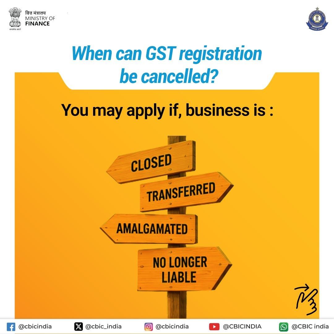 cbic_india's tweet photo. FAQs on Cancellation of GST Registration! https://t.co/RzY8ud1SdQ