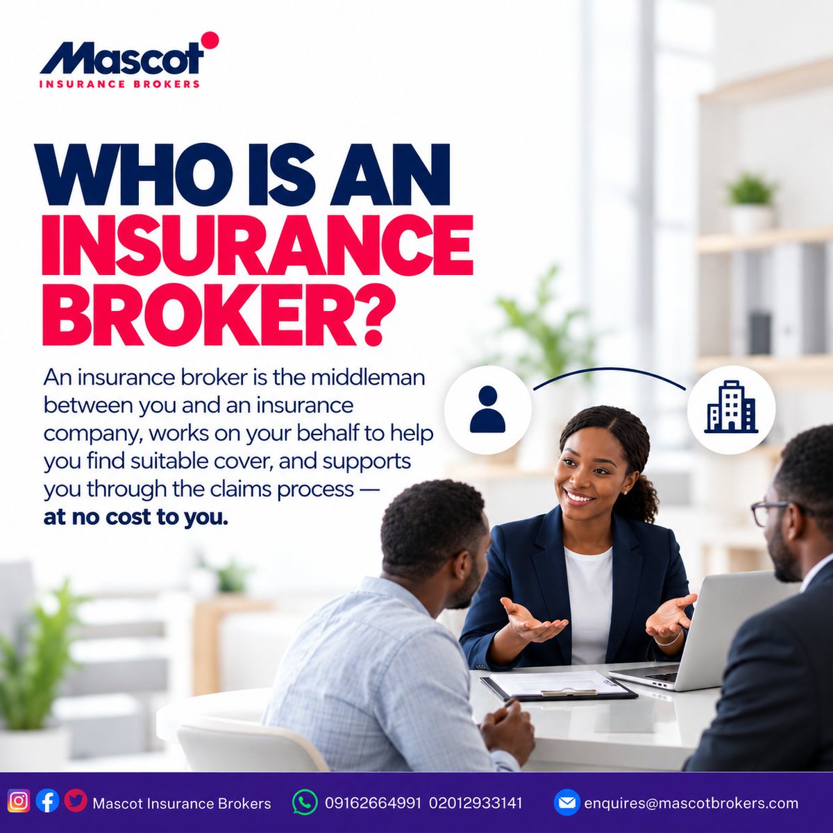 Mascot_brokers's tweet photo. Not everyone knows who an insurance broker is. 🤔
Check out the definition in our artwork above. 👆
#MascotInsuranceBrokers #InsuranceMadeSimple https://t.co/wAkWvNqSg3