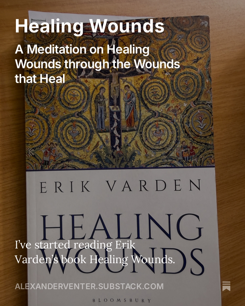 AlexanderVenter's tweet photo. I've started reading Erik Varden's book, "Healing Wounds". It is profound. 
I've only read two chapters but they have stimulated much thought. 
So I share my meditation here on the wounds of Christ that heal us.
You're welcome to read and share
https://t.co/Zw5gAR0sEG https://t.co/ISV4RBwZuY