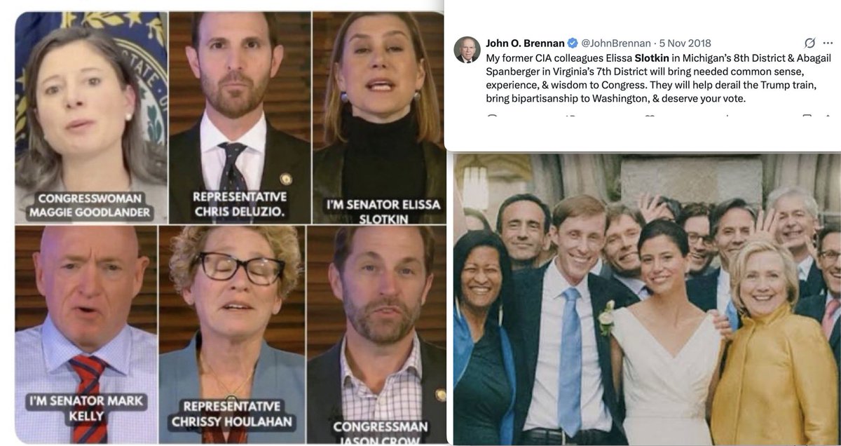 RealSLokhova's tweet photo. There is no such thing as "former" CIA 

Obama's CIA Director John Brennan is still running ops through his protégé, Slotkin. 

Her co-conspirator is Maggie Goodlander, the wife of Obama and Hillary's top aide's Jake Sullvan. Goodlander is Norm Eisen's lawfare buddy, they already impeached President Trump before.