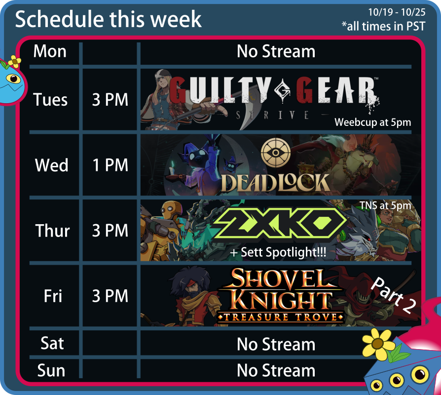 UnbreakableDoof's tweet photo. This month has been a little chaotic, but we're back and it should be a real fun week. Expect big spooky stuff next week.
#GGST #Deadlock #2xko #Shovel_Knight https://t.co/779O456lcb