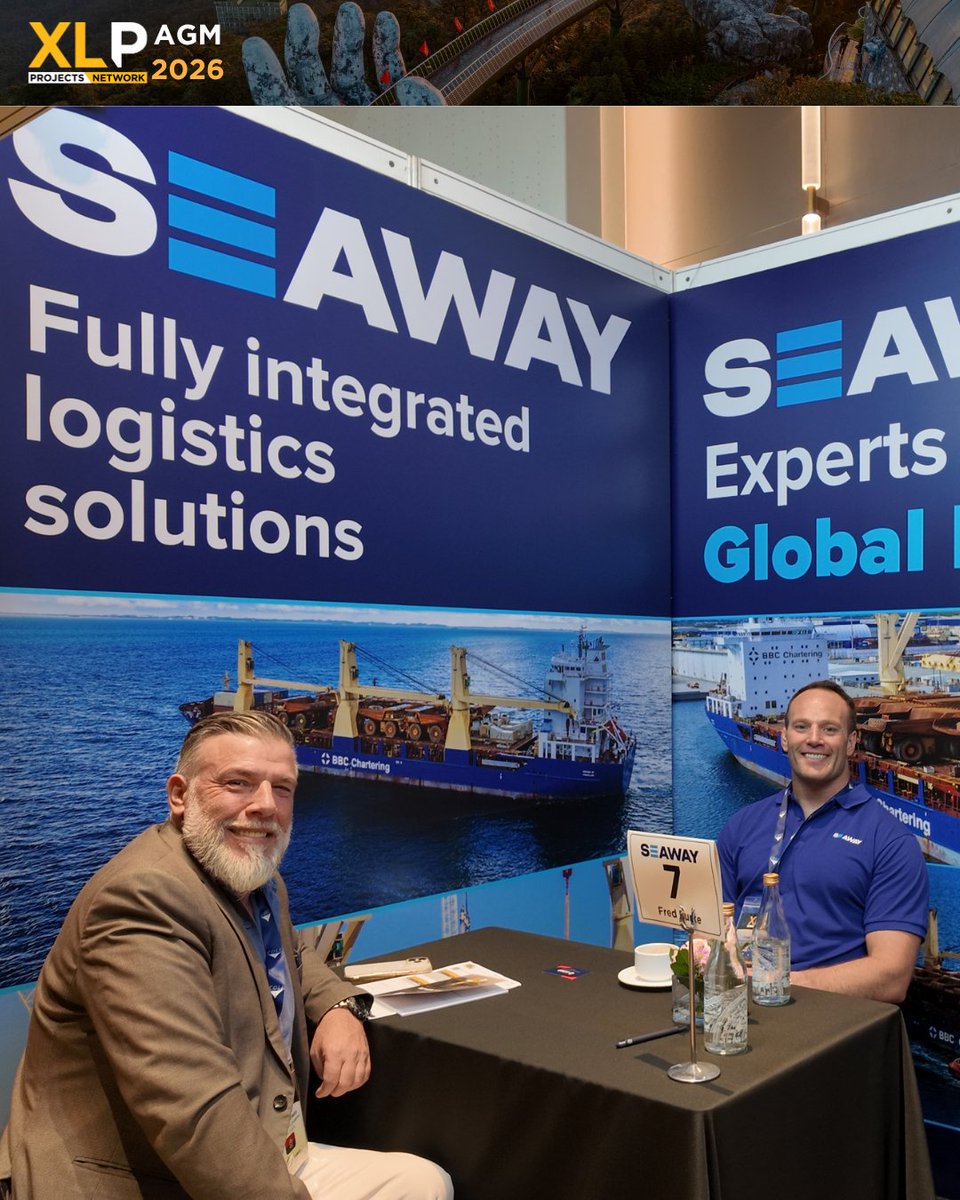XLPNetwork's tweet photo. Visit the Seaway Logistics Pty. Ltd. booth at #XLPAGM2026 in Da Nang! ✨

#XLProjects #AINetworks #LogisticsNetwork #freightnetworks #heavylift #XLPAGM #Danang #Vietnam https://t.co/AvLBXLqgk9