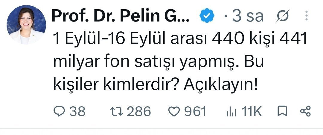 fonunakadar's tweet photo. 🏹 Madem Ödeme İçin FON HAVUZU Dolmalı diye açıklama yapıyorsunuz....

1 Eylül-16 Eylül arasında, 441 milyarlık fon satışı yapan 440 kişi kim??
@_cevdetyilmaz

(Sesimizi Duyurmak için Sende Paylaş) https://t.co/95Zio5cjYv