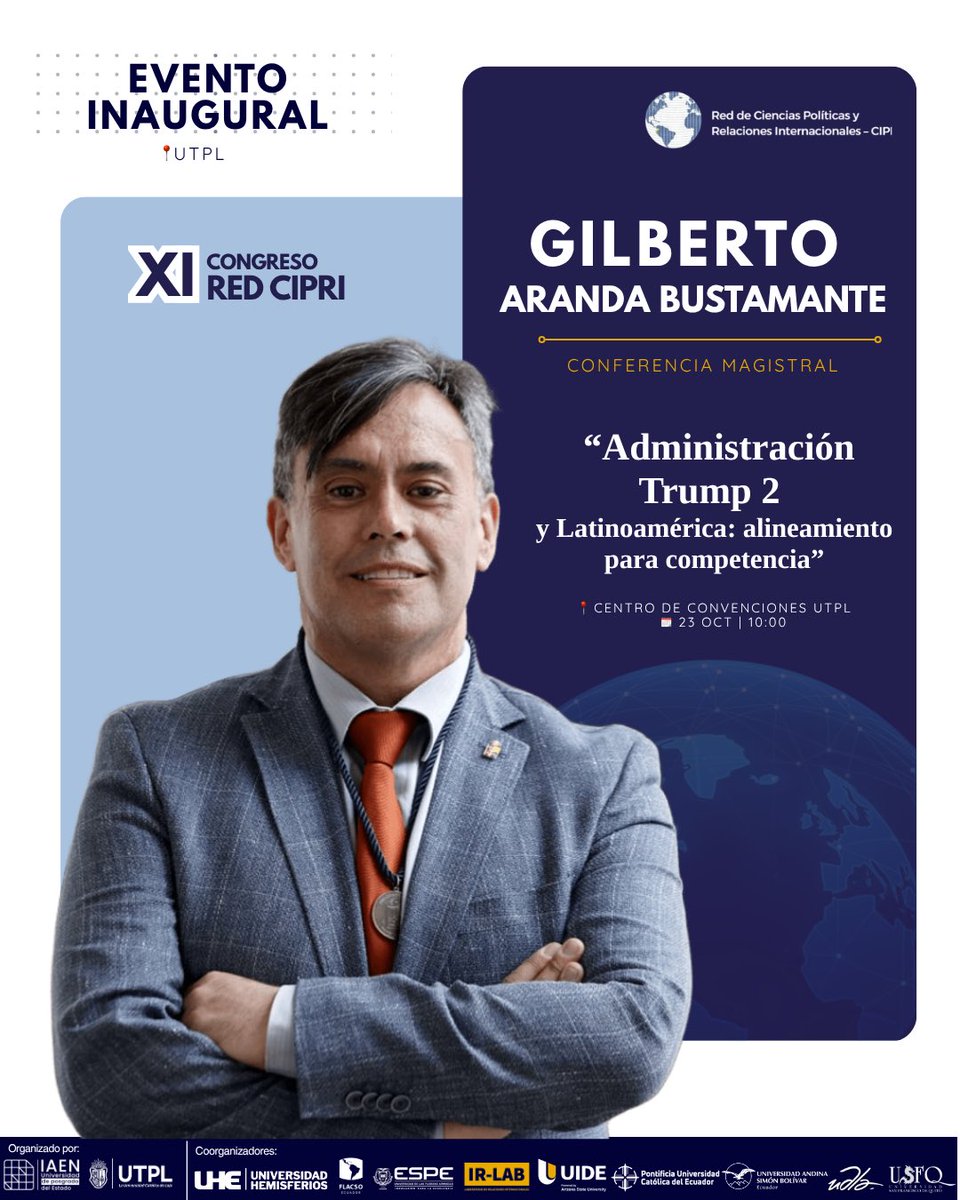 REDCIPRI's tweet photo. EVENTO INAUGURAL XI CONGRESO CIPRI-LOJA 📣
Viernes 23 de octubre 🗓️
Centro de convenciones- UTPL📍
Llegamos a Loja con mucho entusiasmo presentando estos dos eventos inaugurales
¡Pero eso no es todo!
Mantente al tanto para conocer todos los eventos magistrales https://t.co/oWjqO00fqh