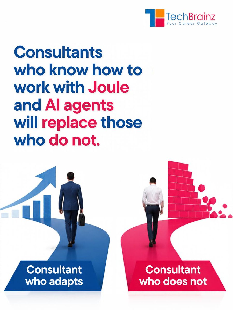 tech_brainz's tweet photo. AI will not take away the jobs of SAP consultants, but the industry is changing with new technology.
visit Us At: https://t.co/PzfpMmGrUc
#SAPConsultant #SAPCareers #SAPTraining #SAPJoule #SAPProfessionals #TechBrainz #CareerGrowth #SAPTechnology https://t.co/Bn1TuvWBOd
