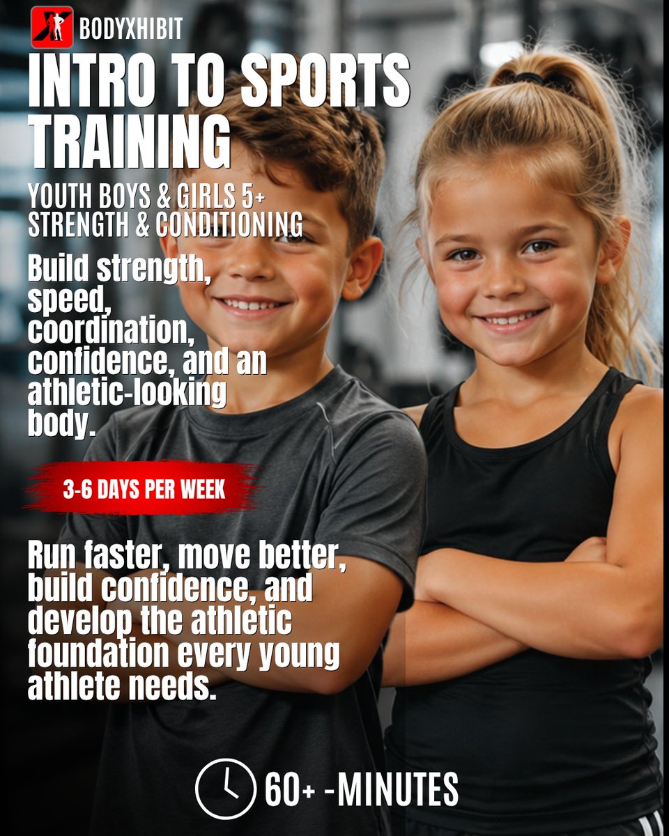 okadasatomzhu's tweet photo. INTRO TO SPORTS TRAINING | YOUTH BOYS &amp; GIRLS 5+

Every athlete has to start somewhere. Start them right. BodyXhibit Intro to Sports Training helps kids ages 5+ build strength, speed, agility, coordination, balance, mobility, endurance, and https://t.co/z4rVpllrND