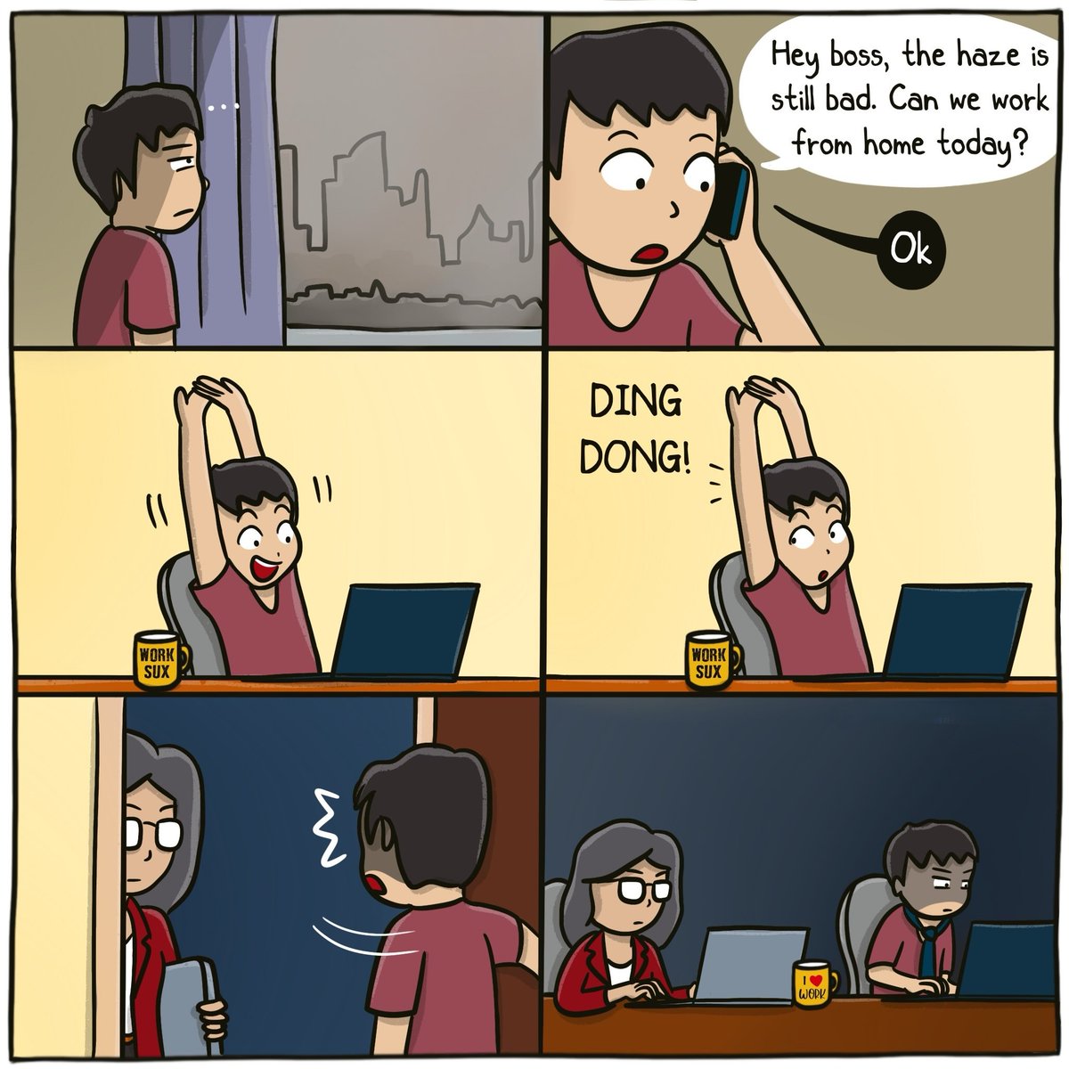 SalamiCarrion's tweet photo. Bro asked for work from home and got work with boss 😭

#workfromhome #officehumor #meirl #relatablememes https://t.co/jRkDGZ0R4I