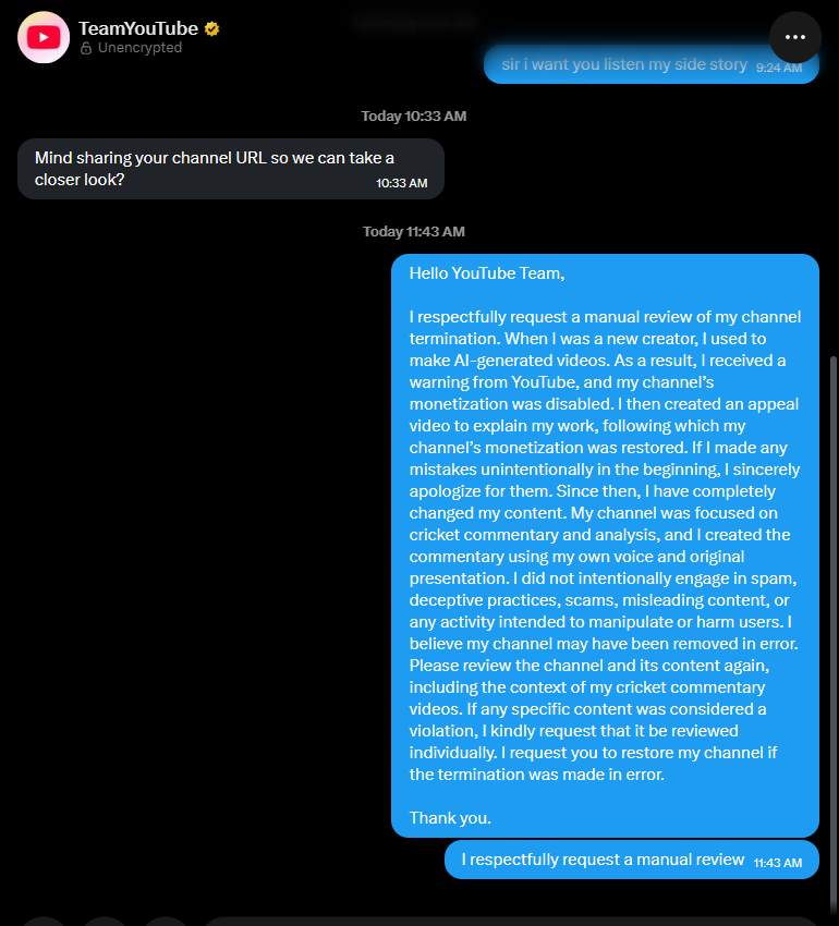 jonynv4u's tweet photo. I respectfully request a manual review of my channel termination. @TeamYouTube @YouTube @YouTubeIndia https://t.co/S8ydNIwxXn