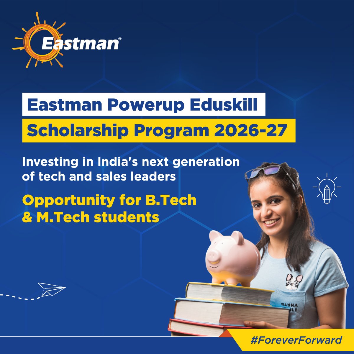Buddy4Study's tweet photo. Strong skills build a strong career. The Eastman Powerup Eduskill Scholarship Program 2026-27 supports engineering & diploma students by providing financial assistance of up to INR 20,000, linked to the completion of relevant certification courses.

The program offers an excellent opportunity to gain certifications in your field of study, reduce financial pressure, and enhance your readiness for the professional world.

Students from Tier-2 and Tier-3 cities and those from marginalised communities are especially encouraged to apply.

Apply Now!