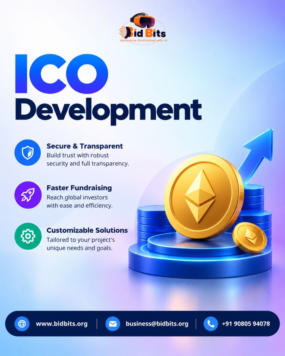 bid_bits's tweet photo. Custom ICO Development centres on implementing token issuance mechanisms within a project-specific blockchain environment. 
>> https://t.co/N4nUJGoxyr 

For any queries
Contact: +91 90805 94078 

#icodevelopment #icoplatformdevelopment #tokenissuance #tokensaleplatform https://t.co/IDwDDZL81F