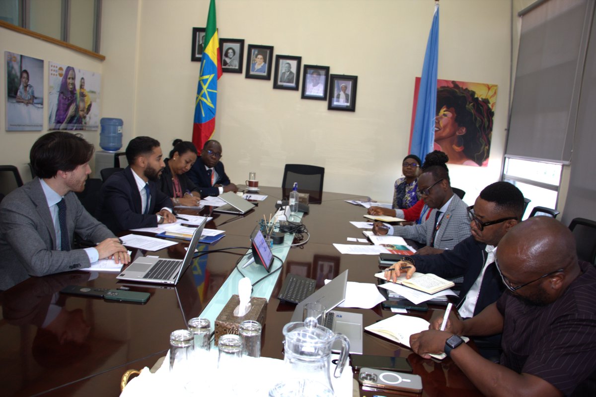 UNFPAEthiopia's tweet photo. A delegation from the Emb. of #Luxembourg in 🇪🇹 led by Mr Amin Nadir Hamdi, Chargé d'affaires a.i., met w/ @UNFPAEthiopia team led by Mr @KkouameKoffi.

This 1st country-level consultation focused on strengthening #partnership to #Empower women, girls &amp; young people.

#SDGs https://t.co/S7e97Trbwy
