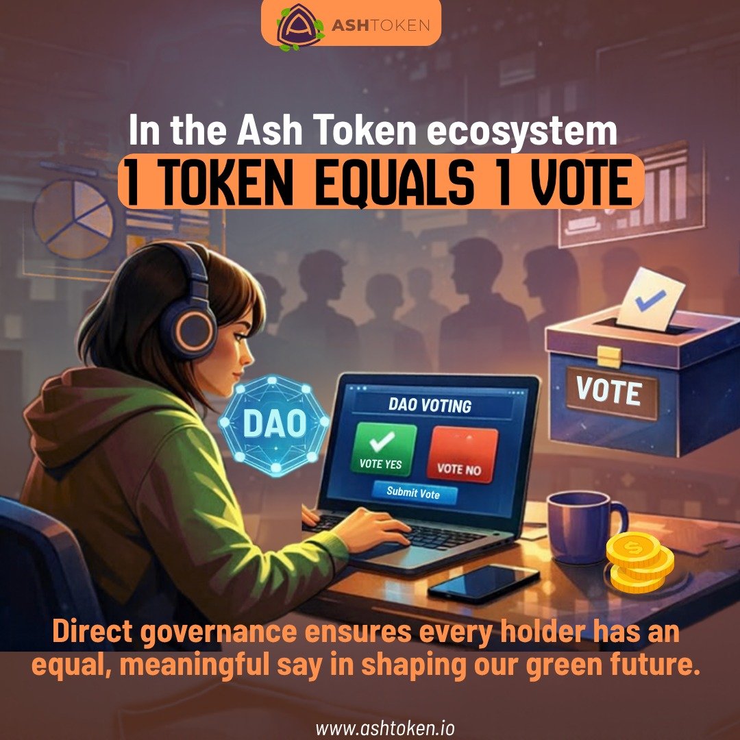 AshToken's tweet photo. 🗳 Your voice, your vote!  In the Ash Token ecosystem, 1 token equals 1 vote. 

🎇 Direct governance ensures every holder has a true, equal say in shaping our green future. 

🌱 Join the movement today! 

 #AshToken #Web3 #DAO #Crypto https://t.co/WPHjE2TjTj