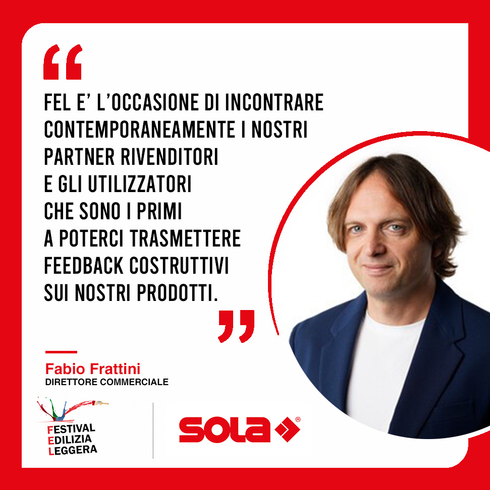 fel_edilizia's tweet photo. Ascoltare chi lavora sul campo per innovare: Fabio Frattini, Direttore Commerciale di SOLA, racconta il valore del FEL come occasione di confronto con rivenditori e utilizzatori finali.
📍 Bari | stand 210 | 18-19 novembre 2026
#FELBari #SOLA #EdiliziaLeggera https://t.co/fHa08TiGrt