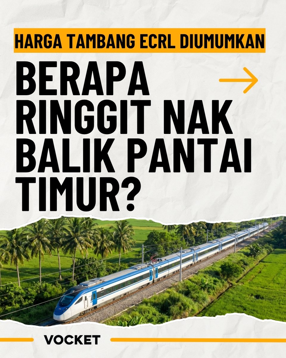 thevocket's tweet photo. ECRL bakal jadi pilihan baharu untuk balik Pantai Timur! 🚄 

Tambang lebih murah daripada kapal terbang, tapi sedikit mahal berbanding bas. Dah boleh standby tempah tiket untuk balik beraya! 👀

 #ecrl #hargatambang https://t.co/QVb7VvrjZa