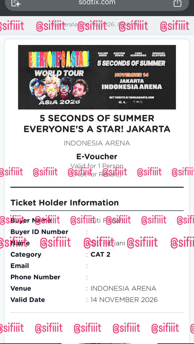 cikiberasumsi's tweet photo. ⭐️  wts - want to sale  ⭐️

5SOS EVERYONE'S A STAR WORLD TOUR IN JAKARTA - 14 Nov 2026

CAT 2
1 ticket only : Rp1.887.833,33 (harga web asli+tax+platform fee+transaction fee).
aku beli pas General Sale.
yuk yg mau nonton om2 Aussie dibeli💃🏼
tanya2 dulu bole, bs reply/dm ya✨ https://t.co/kTtapkq8YB