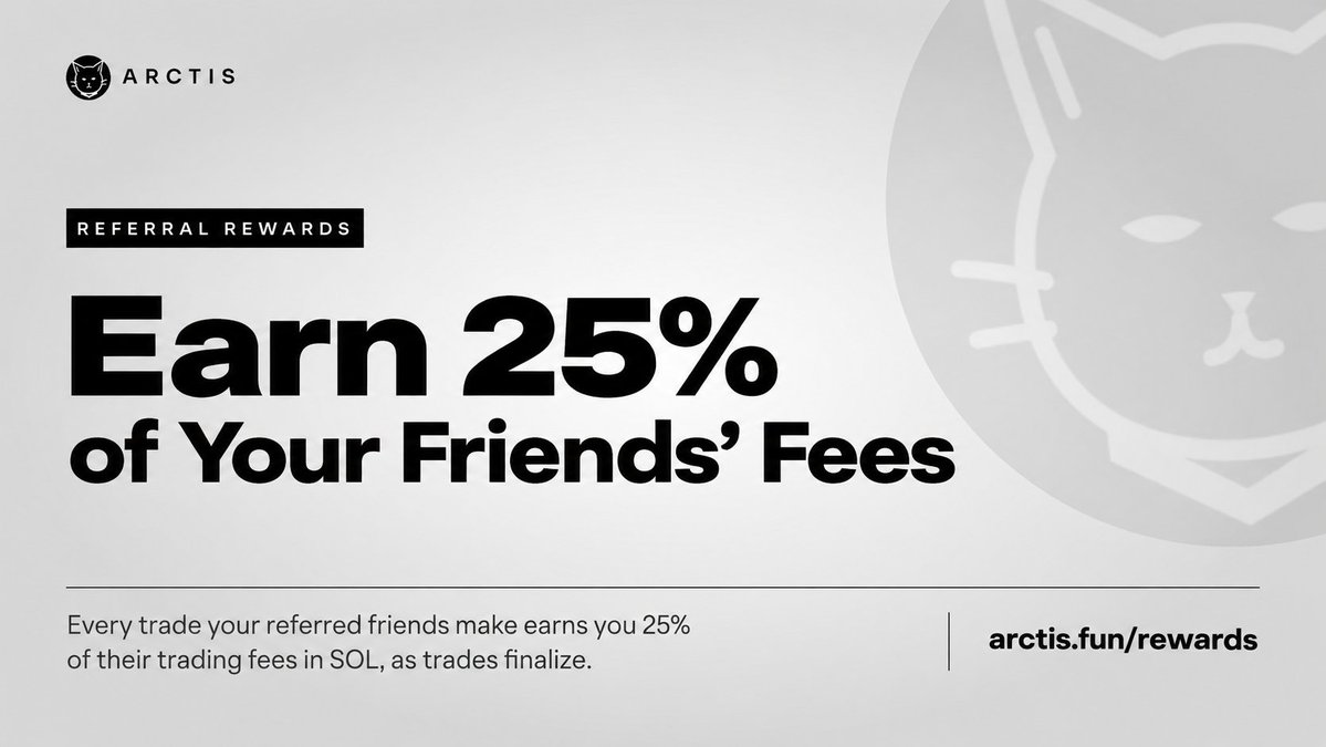 arctisfun's tweet photo. Your network can earn you more..

Refer friends to ARCTIS and earn 25% of their trading fees in SOL

Start sharing your referral link today.

https://t.co/nDJMoVhx8j https://t.co/06ceidi5uK