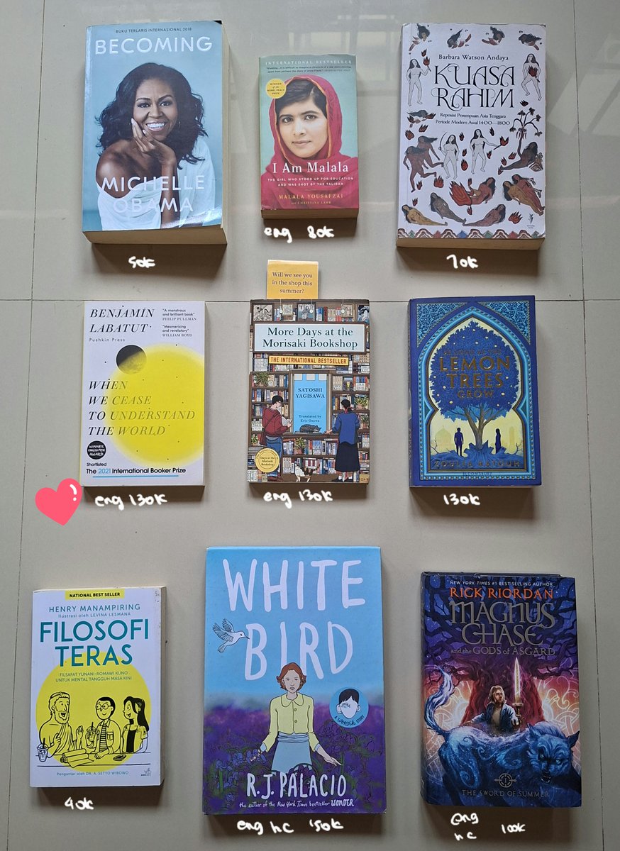 saturnestardust's tweet photo. UPDATE STOCK 3RD BATCH

[WTS] want to sell. Please help RT/like. BU &amp; want to declutter my shelf. Preloved buku murah, mostly eng. Harga start from 30k

🚚 Pengiriman dari Depok via JNE/JNT 
🍊 by request &amp; split pay
💳 Payment via BCA/DANA/Spay/Gopay

More details in DM https://t.co/pCOdFN1aFV