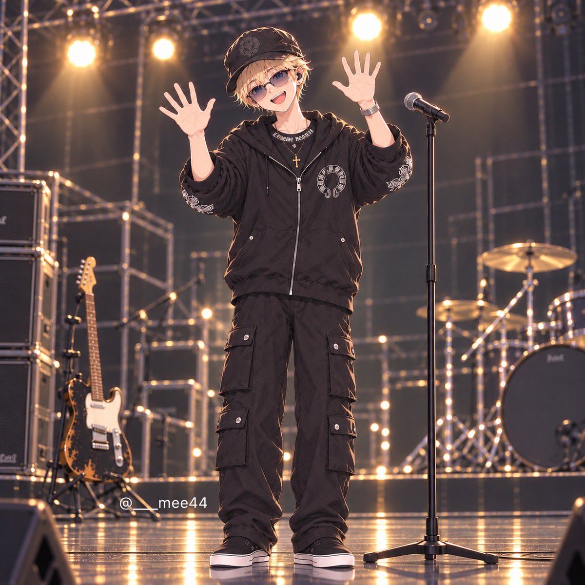 __mee44's tweet photo. 261015 #INPUTOUTPUT リハ見学会in大阪 

人生はじめてのリハ見学会。
どんな感じなのか分からない状態で、すぐ横から神山くんの生の声が聞こえてる状況に緊張MAX🫨
因みに前夜は寝れなかったw 
ツアー最終日に貴重な体験ができて大変幸せでした🙏🏻

その記録として残します↓

Zepp内に入ると既にリハは開始してて、神ちゃんの歌声で♪自分に甘くと♪All or Nothingと続けて聞こえてきてた😳
AONはB-BOYSの皆さんの名前もコールしてて本番さながら。

その後、朝礼のようにスタッフさんと｢おはようございます！｣とご挨拶。
注意事項を伝えられた後にスマホの電源はオフに。
個人的に驚いたのはペンライトOKだったこと（笑）
部屋に置いておこうと思ってたけど念のためフル装備で来ててよかったw

スタッフさんから｢朝早いですが、声出せますか！｣と静かに見学するものだと思ってたからまさかの声出しにも驚いた（笑）
最終日となるので盛り上げていきましょう的なことを言ってもらえてついに入場…ﾄﾞｷﾄﾞｷ

すでにステージの上で、それも入口寄りに立って一人一人に目線が向けながら迎え入れてくれる神ちゃんが、、
(対面で手振り合っちゃったのやばいですpq)

全員が入場後｢おはようございます！｣と挨拶してくれる神ちゃん✨

私服の神ちゃんが目の前にいる、、
SNS上では私服姿も目にしてたけど、生の私服姿の神ちゃんを拝めてしまっている時点で有難すぎて拝みそうだった（まさに参拝客🙏🏻）
この日の神山くんは大好きなブランドを身にまとって全身真っ黒スタイル🐦‍⬛
(相棒にあの日の神ちゃんを作ってもらったので添付してます📎)

これってリハーサル見学会って言うんですよねって、そのかしこまった"リハーサル見学会" の感じにちょっと笑ってたw
初めての試みをしてみてますと、その日のコンディションによって聴こえ方も変わるから微調整していく大事な工程で、本番でミスらないためにリハではいっぱいミスって修正点を見つける作業を行いますと説明してくれた神ちゃん。

長くなってしまうのでALTへ続きます🙇🏻‍♀️

#TomohiroKamiyama
#神山智洋