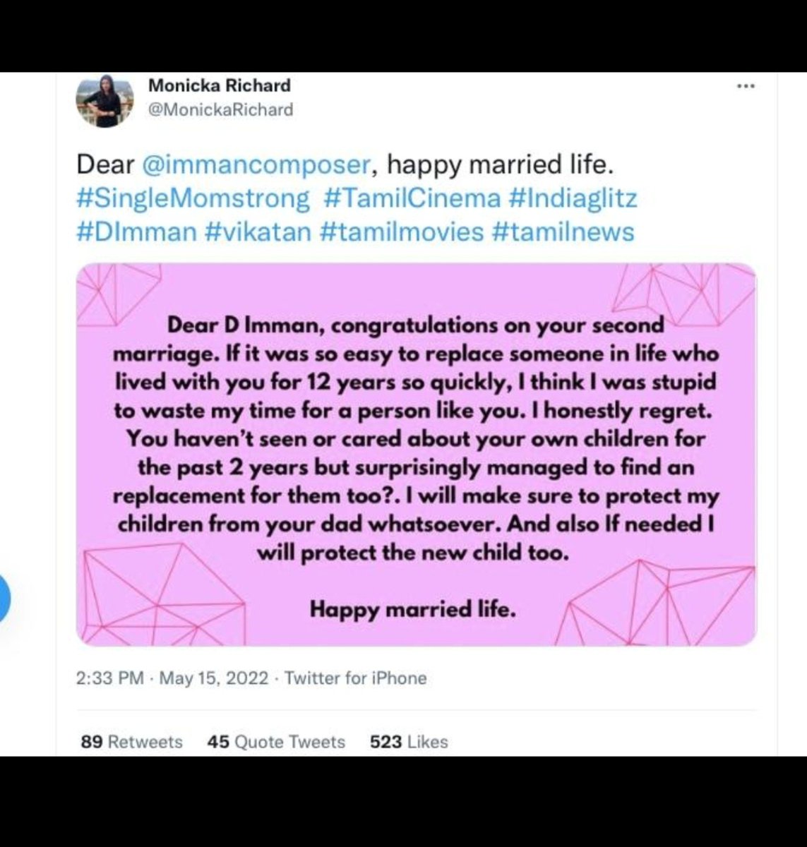 void_reign01's tweet photo. @FAZALHAMI86 @Siva_Kartikeyan Gotha 2022 le Second marriage ku avan Ex-wife avana paathi post potta odane 2023 le vanthu Media Munnadi Unmaya sollama potta maari vanthu nallavan vesham podran Thevidiya ku porantha @immancomposer .avanum niyum onnu thanda pundaigala https://t.co/nEBBLSm8Wq