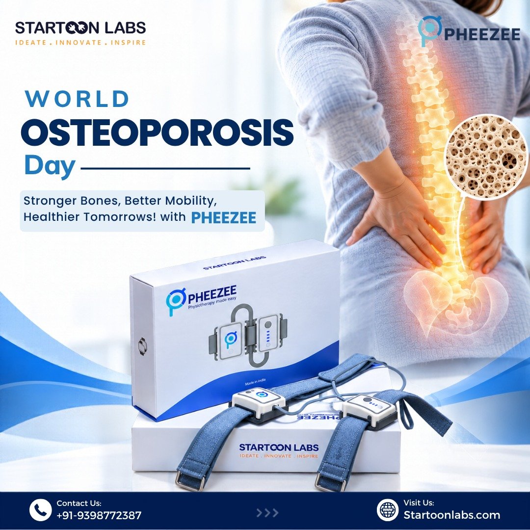 startoonlabs's tweet photo. 💙 World Osteoporosis Day | Startoon Labs &amp; Pheezee

Stronger bones, better mobility, healthier tomorrows! This World Osteoporosis Day

#WorldOsteoporosisDay #StartoonLabs #Pheezee #BoneHealth #OsteoporosisAwareness #Physiotherapy #Rehabilitation #HealthyBones #MobilityMatters https://t.co/AGmARX5LmM