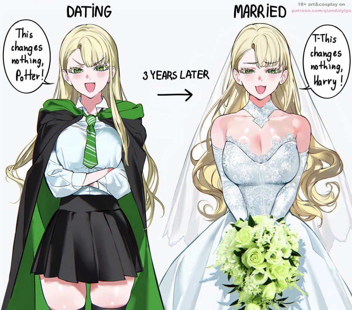 ib63319's tweet photo. Malfoy girlfriend vs wife https://t.co/6Qaexi4bYn