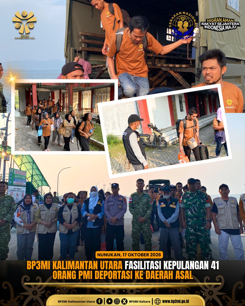 BP3MI_KALTARA's tweet photo. BP3MI Kalimantan Utara Fasilitasi Kepulangan 41 Orang PMI Deportasi ke Daerah Asal https://t.co/K7R34FnGZG