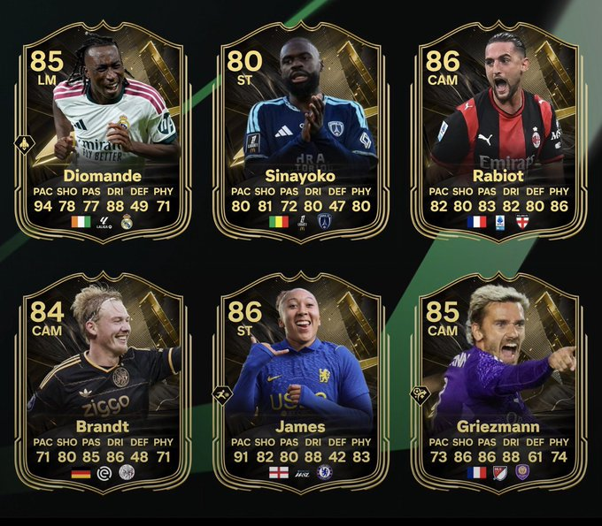 MmoexpService's tweet photo. ⚡🔥 FC 27 TOTW 6 predictions are here!
Diomande, Rabiot, Brandt, James and Griezmann are among the latest names tipped for Team of the Week 6. 👀
Who deserves a spot in the final XI?
#FC27 #EAFC27 #TOTW6 #FUT27 #UltimateTeam https://t.co/UsSLerfU5P