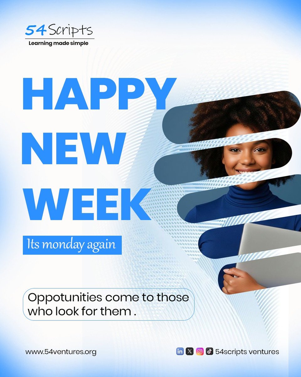 54ScriptsUg's tweet photo. Happy new week! Seize opportunities and keep learning with  Soma 365. #LearningMadeSimple #54Scripts Ventures #Opportunities #Education #TechLearning https://t.co/lMyJhS4uEE