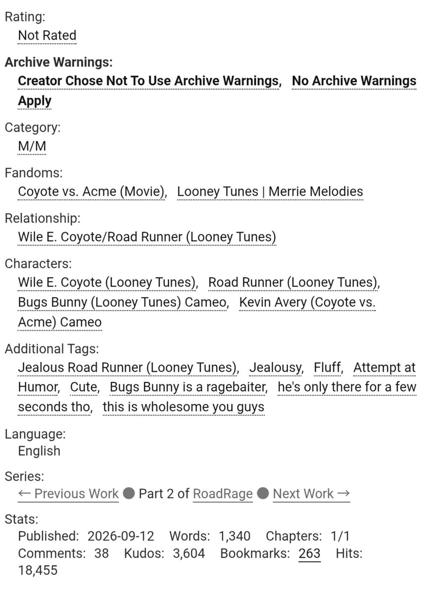 kitsune203's tweet photo. Un fanfic más de #wilerunner #wileroad #Wileecoyote versión original y versión traducida, el autor es @CLuvsBunny lo pueden encontrar en ao3 como @33C. Este fanfic es parte de una serie ♥️♥️♥️🫣😜RoadRage
Enlace: https://t.co/dsPrYeY2iT https://t.co/UEeIPQaNIK