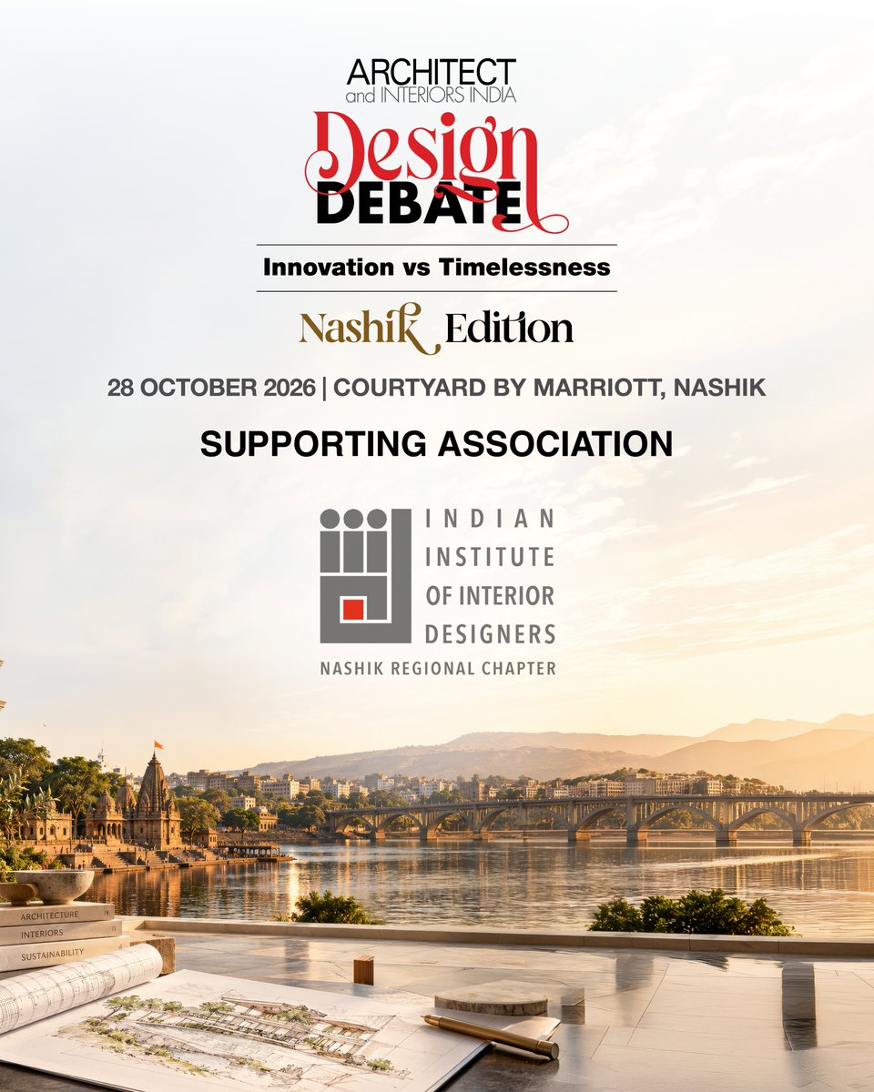 archinterind's tweet photo. We are honoured to have the Indian Institute of Indian Institute of Interior Designers (IIID), Nashik Regional Chapter as the Supporting Association for Design Debate: Nashik Edition.

28 October 2026 | Courtyard by Marriott, Nashik.

#designdebatenashik https://t.co/2bM2s4ZbPD