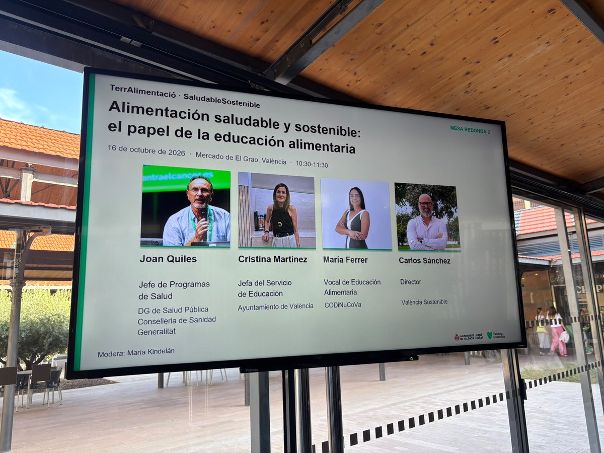 codinucova's tweet photo. En el Día de la Alimentación participamos de la jornada "TerrAlimentació", organizada por @vlcsostenible del @AjuntamentVLC.

Nuestra vocal de Educación Alimentaria, María Ferrer, habló de la importancia de que las administraciones públicas inviertan en educación alimentaria https://t.co/AiAdNn6IQk