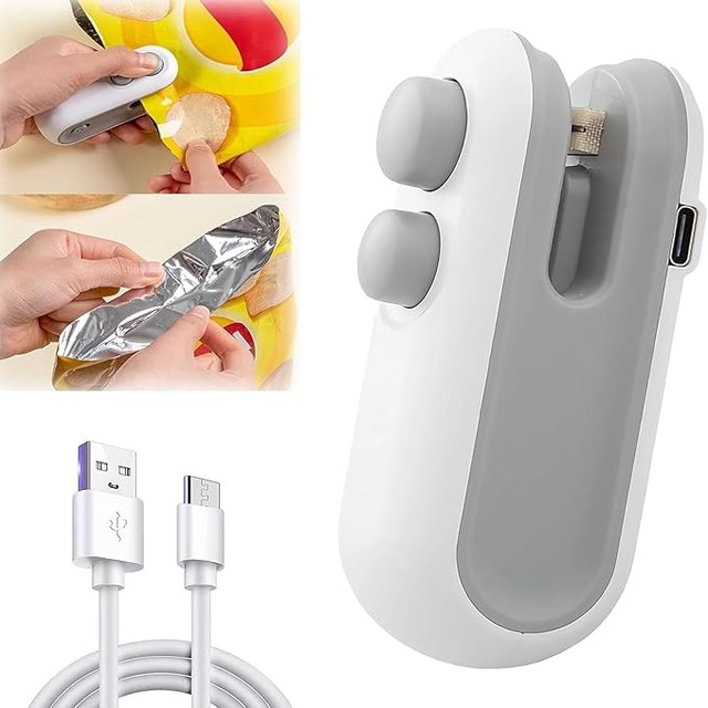 venturifrapt's tweet photo. Keeping food fresh is now easier than ever! This Mini Electric Heat Sealer will change your life. Its stylish white-and-gray design and USB charging port make it incredibly convenient. ✅ 2-in-1 sealer and cutter 
✅ Rechargeable and portable 
✅ https://t.co/bsLZN96soE