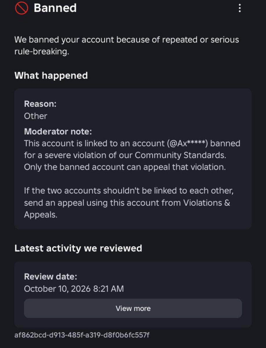 AzazelMistake's tweet photo. At this point, I genuinely don't know what else Roblox expects me to do.

I've appealed, contacted support multiple times, provided evidence, and even made a whole video explaining my situation.

My account Azazel2z was terminated over multiple accounts I DON'T OWN, and I'm still being sent in circles. Can someone actually investigate this? @Roblox @DavidBaszucki #robloxban