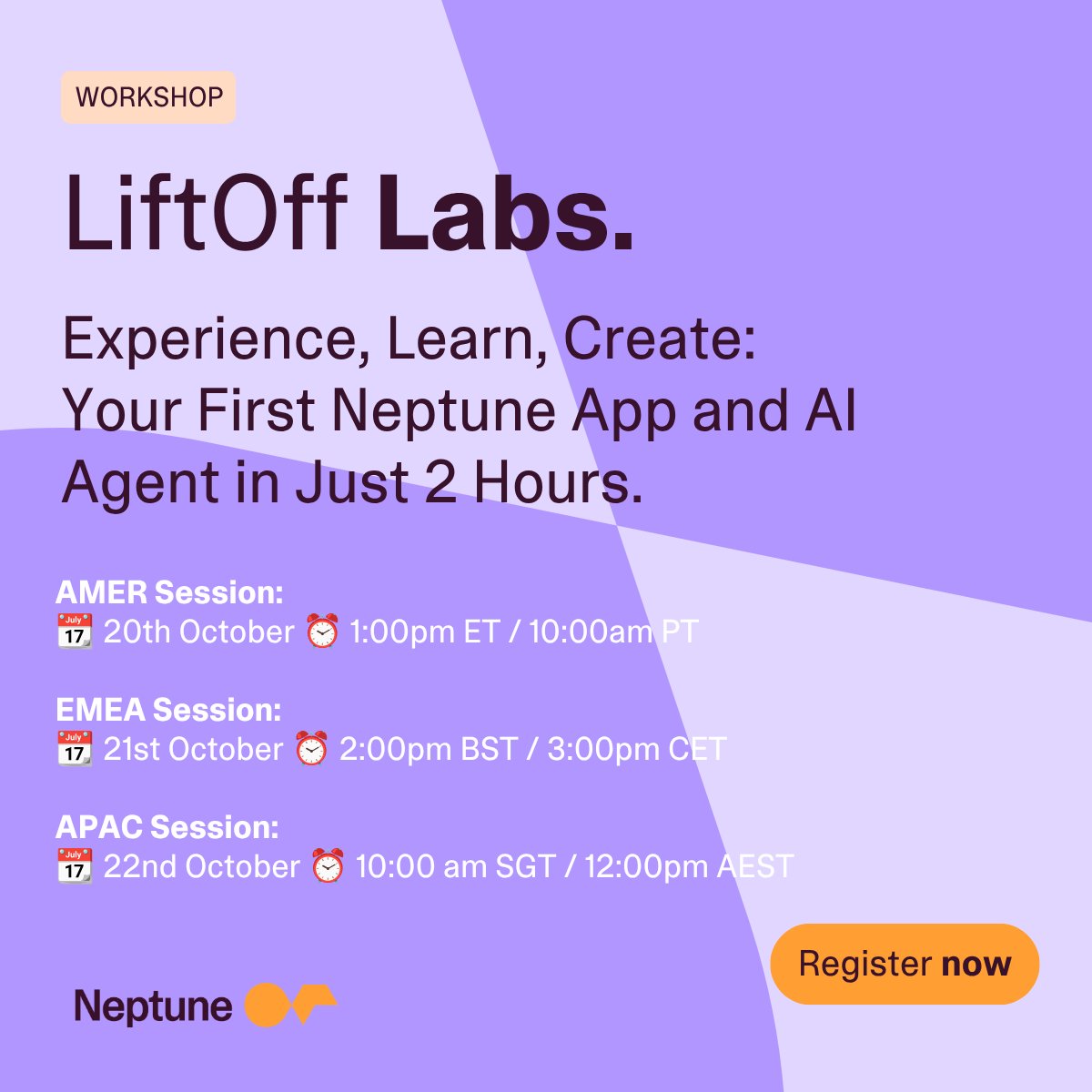 NeptSoft's tweet photo. ⏰ Lift Off Labs kicks off tomorrow!
No coding needed. Just bring your curiosity.
📅 Americas: Tue Oct 20
📅 EMEA: Wed Oct 21
📅 APAC: Thu Oct 22
Save your spot before the sessions start 👉 https://t.co/W9n8k71jnR
#AgenticAI #LowCode #SAP #NeptuneDXP #LiftOffLabs https://t.co/dT4lo9qWMG