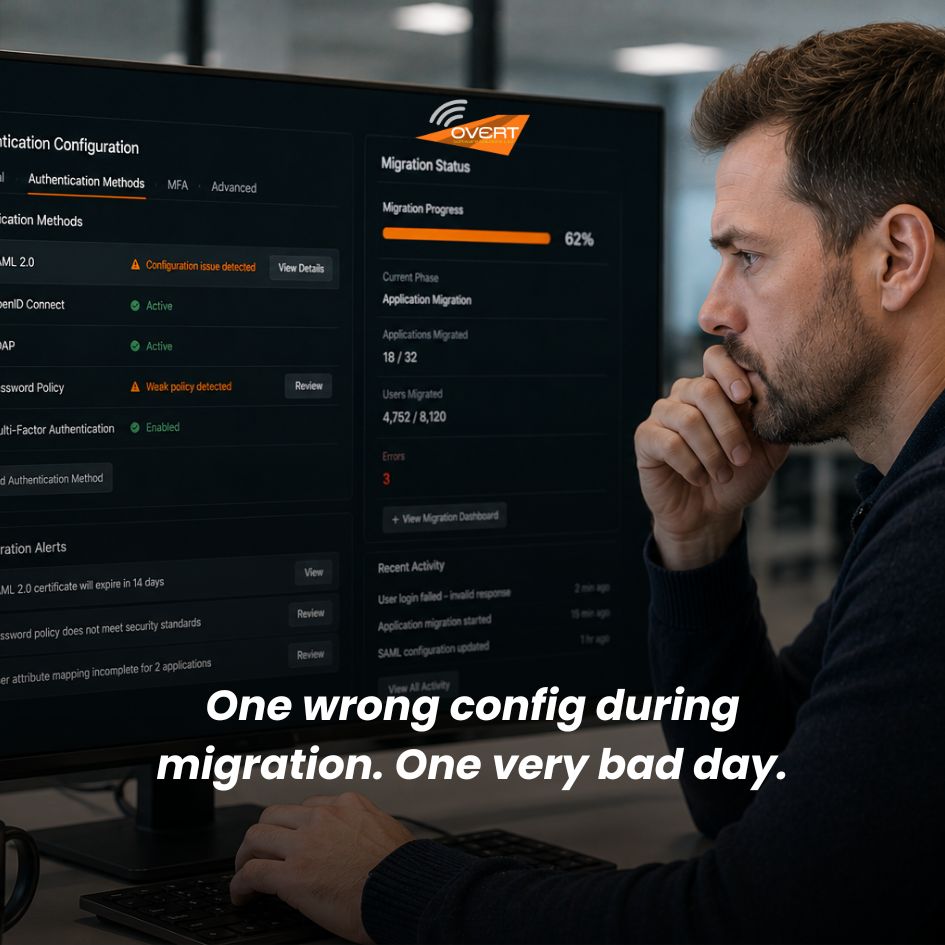 OvertSoftware's tweet photo. The risk of misconfiguration spikes during ADFS to Azure AD migrations — especially when Shibboleth is in the mix. SAAM Bridge gives you a single, supported control point for authentication across both environments, reducing the margin for error at every stage of the migration.
#IdentitySecurity #SAAMBridge #ADFStoEntraID #Shibboleth #MigrationSupport #overtsoftwaresolutions