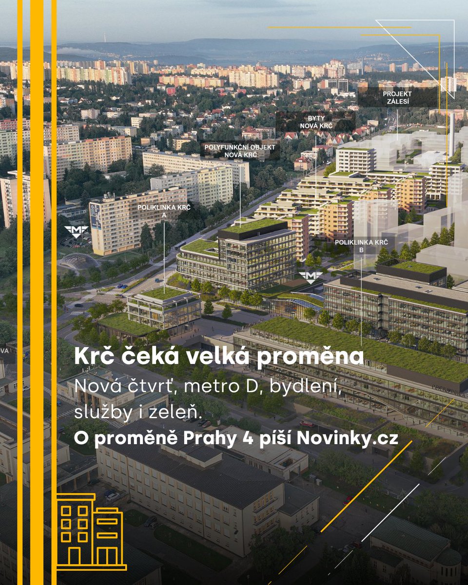 KrcNova's tweet photo. @NadraziKrc @KrcPoliklinika
Krč čeká velká proměna. Píší o ní @novinkycz
Přečtěte si celý článek:
https://t.co/GWP7O2WcR8
Pražská Krč se v následujících letech výrazně promění. Vzniknou zde tisíce nových bytů, kanceláře, obchody, restaurace i další služby. https://t.co/bBKcO0Ksd8 https://t.co/VudNpHJtVj