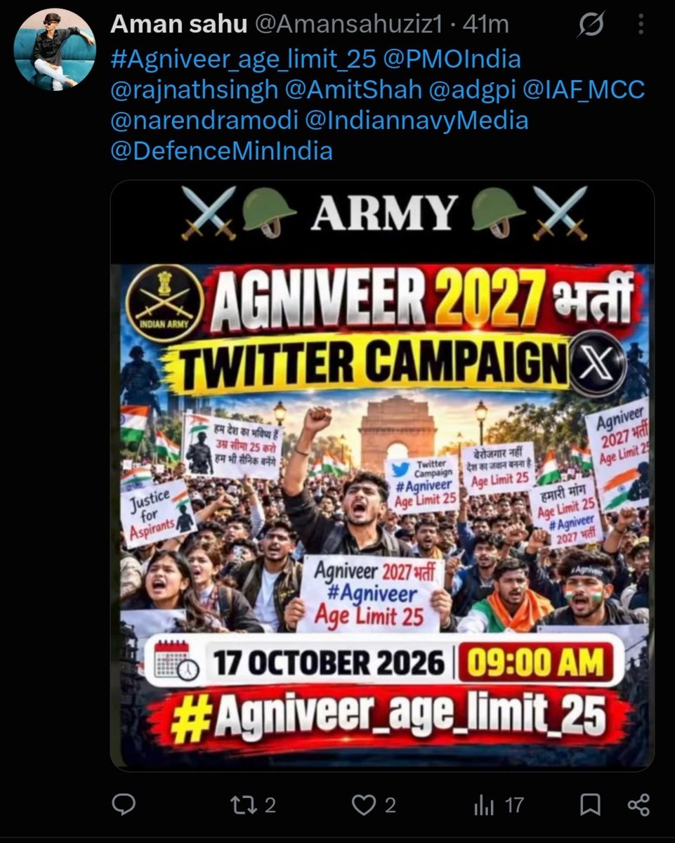 Vishalyadaqadz's tweet photo. #Agniveer_age_limit_25 @PMOIndia @rajnathsingh @AmitShah @adgpi @IAF_MCC @IndiannavyMedia @DefenceMinIndia @narendramodi https://t.co/vAYeBKqQA3