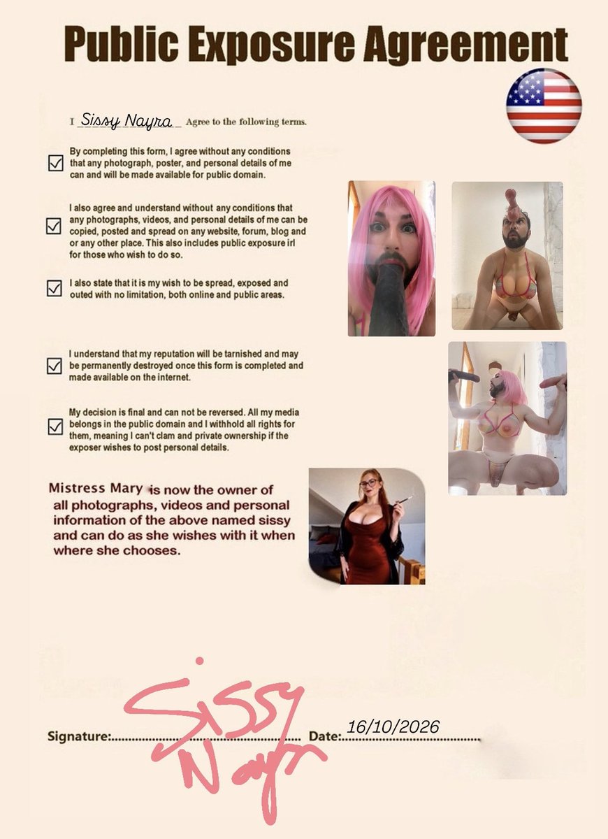 MissMary9782's tweet photo. Signed. Sealed. No turning back.🔥

You knew exactly what you were agreeing to...😈

and now everyone gets to see the choice you made. 

Would you have the courage to sign your name too?

Tell me honestly in the comments: YES or NO? @sissynayra https://t.co/8oRcy0pyNY