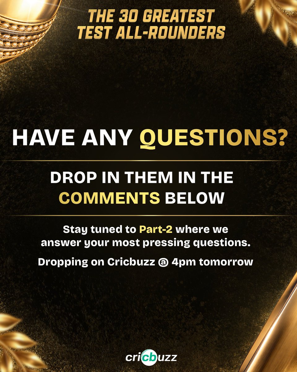 cricbuzz's tweet photo. We know you've got questions  ⁉️

So drop them below 👇

Stay tuned to Part-2, dropping 4 PM IST tomorrow 🕓 https://t.co/hgzF4LUE2N