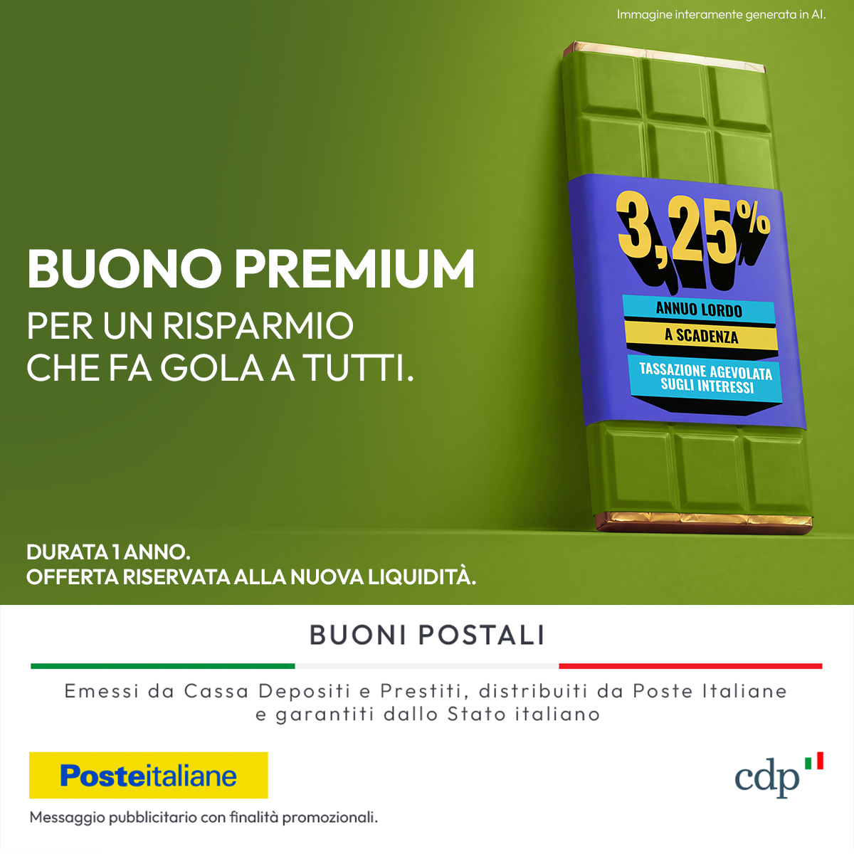 PosteItaliane's tweet photo. Il Buono Premium è una scelta che ti accompagna nel tempo, perché fa crescere la nuova liquidità sul tuo Libretto con un tasso del 3,25% annuo lordo a scadenza e una tassazione agevolata sugli interessi. 
https://t.co/81EnGvCCv1

#PosteItaliane @GruppoCDP https://t.co/u0qZ2COfa4