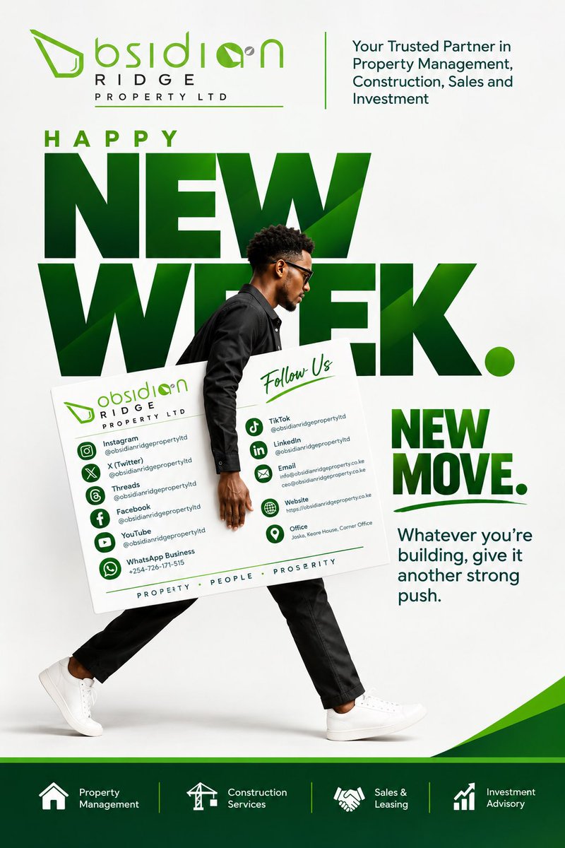 obsidian_ridge's tweet photo. A new week brings new opportunities to grow, build, and create value. 

Whatever you're working towards, give it another strong push!

🏡 Your Property, Our Priority.

#HappyNewWeek #ObsidianRidgeProperty #PropertyManagement #NewWeekNewGoals https://t.co/d9lMeNgOKz