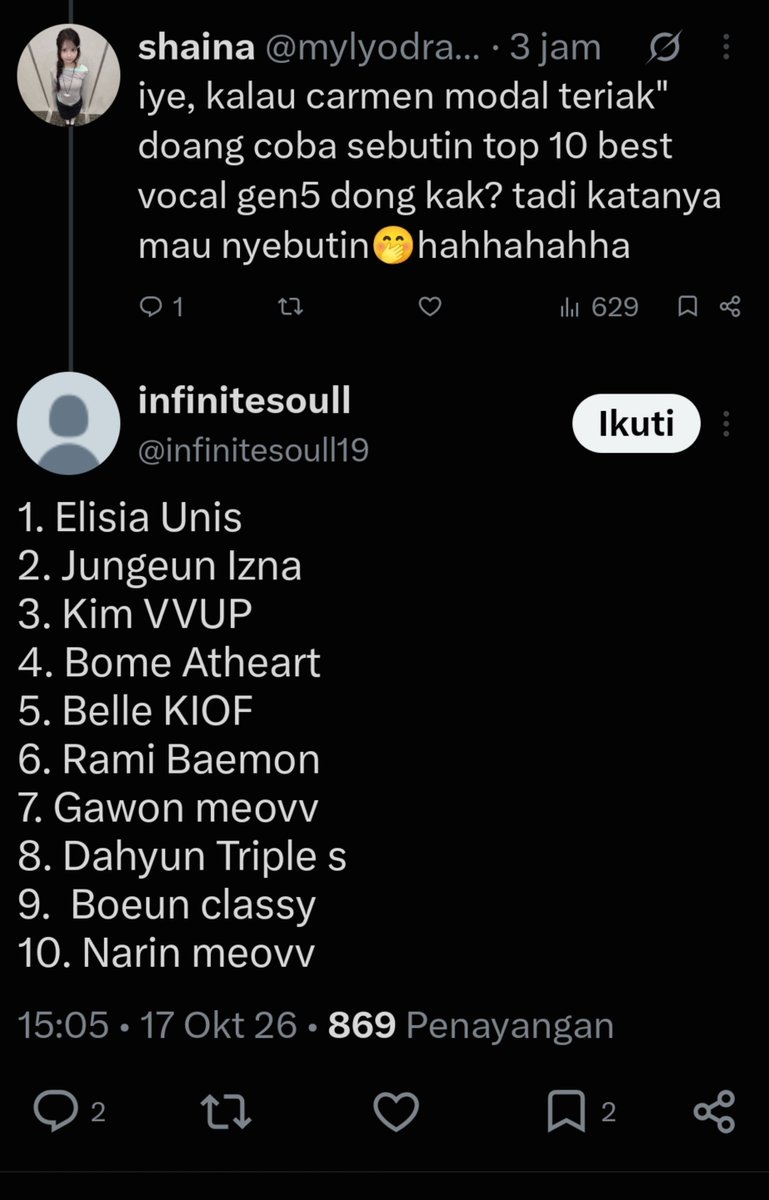 Murphyinhere's tweet photo. Fans Carmen ini rada gila, gue jadi kasian sama Carmen nya punya fans kyk gini, ujung"nya yang kena malah Carmen, di antara 10 nama yg di sebut, yang di notice cuman Kim VVUP, Apa karna fandom nya kecil? Jadi lu bisa se enaknya menindas mereka? https://t.co/kJDfKJuefS