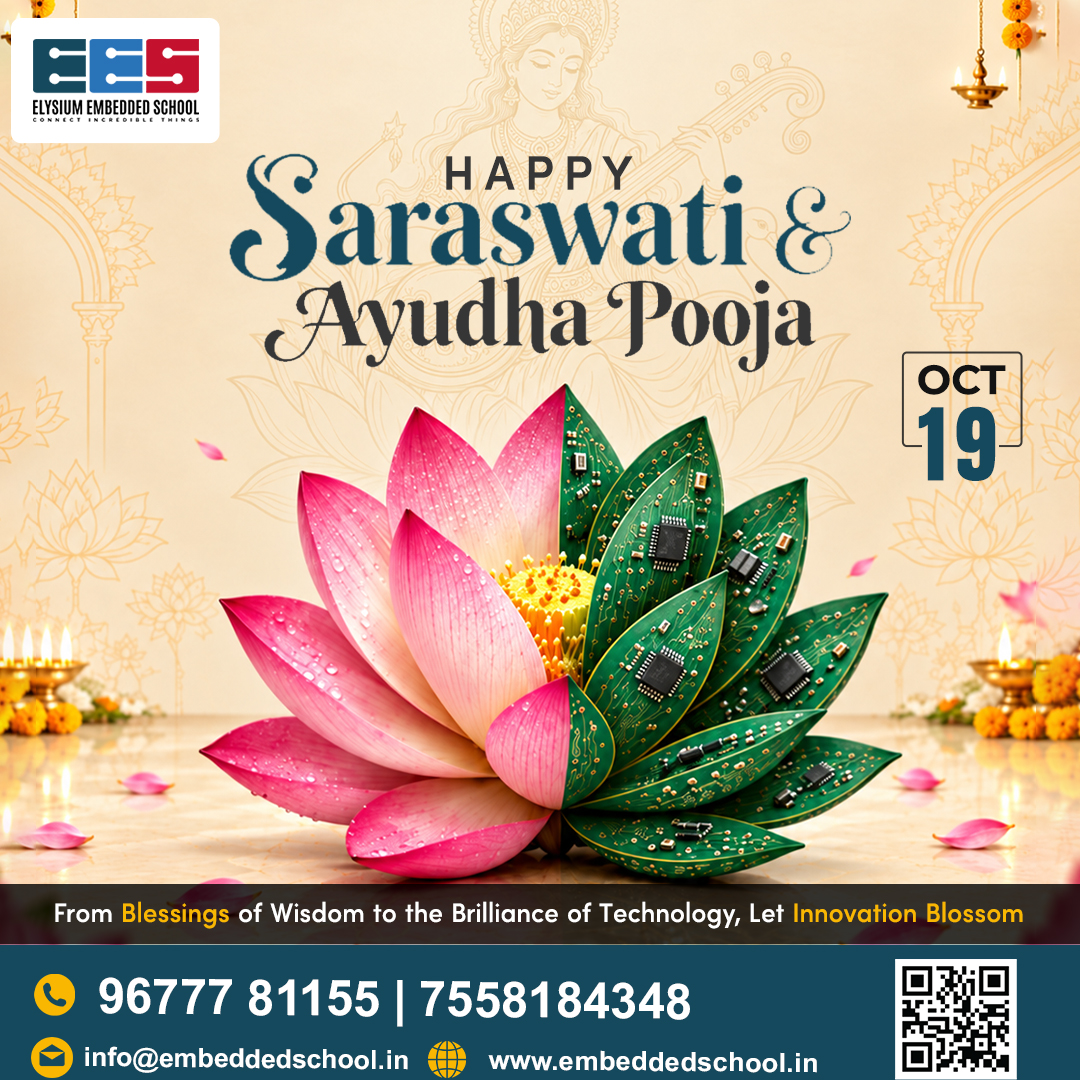EmbeddedSchool's tweet photo. 🌸✨ Happy Saraswati &amp; Ayudha Pooja! 🦢🪔

#elysiumembeddedschool #saraswathipooja #saraswati #maasaraswati #goddesssaraswati #ayudhapoojai #ayudhapooja #ayudhapooja2026 #golu #indianfestival https://t.co/4Xs9SlJCp6