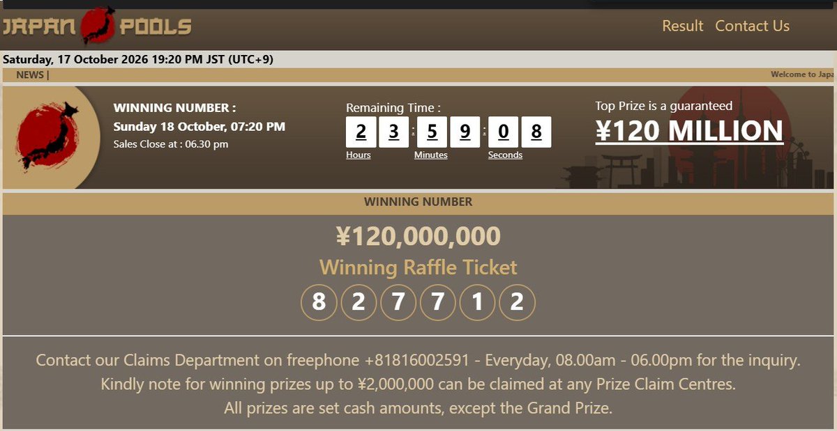 EyangTogel03's tweet photo. Result pasaran Japan hari ini adalah :
Nomor : 827712
Shio  : Kambing
Selamat untuk pemenang...!!!
.
Link acuan resmi pasaran Japan
japanpools[.]online
(Akses menggunakan VPN)
.
#EyangTogel #TogelOnline #TogelJapan https://t.co/lk2lTeyEEk