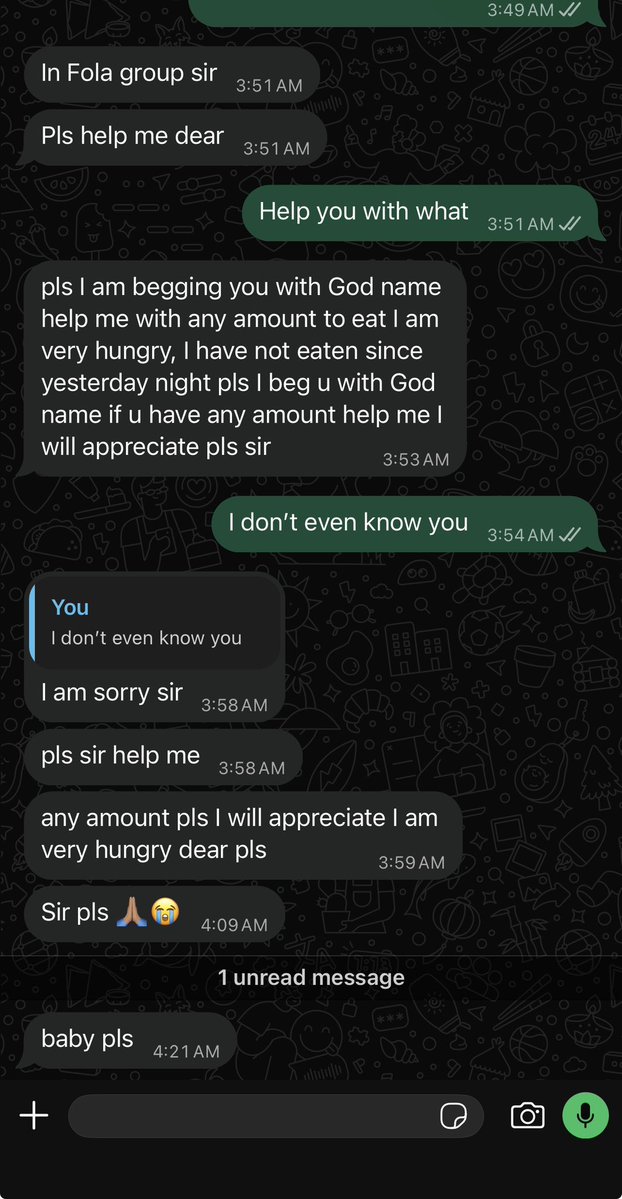 OHHMGitstbaba's tweet photo. There are over 1,000 members in that Fola WhatsApp group and they have somehow found my number. Jesus Christ! 🤦🏽‍♂️🤦🏽‍♂️🤦🏽‍♂️How in this world do you start messaging someone you don’t know!?!??!! E say na “baby pls” God abeg 🫤🫤😐 https://t.co/ZxelVdlzLz