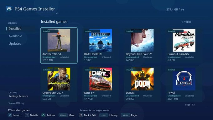 Forhanvv's tweet photo. Jailbroken PS4 just got a massive all-in-one game manager.

𝗣𝗦𝟰 𝗚𝗮𝗺𝗲𝘀 𝗜𝗻𝘀𝘁𝗮𝗹𝗹𝗲𝗿 by e1z0 turns your console into a standalone remote download center, collection organizer, and launcher.

What it does on your console:

• 𝗥𝗲𝗺𝗼𝘁𝗲 𝗖𝗮𝘁𝗮𝗹𝗼𝗴 𝗕𝗿𝗼𝘄𝘀𝗶𝗻𝗴: Connects to remote servers (FPKGi-compatible) to browse game libraries directly on TV
• 𝗗𝗶𝗿𝗲𝗰𝘁 𝗗𝗼𝘄𝗻𝗹𝗼𝗮𝗱𝘀 & 𝗜𝗻𝘀𝘁𝗮𝗹𝗹𝘀: Pulls base games, updates, and DLC with full queue tracking
• 𝗕𝘂𝗶𝗹𝘁-𝗶𝗻 𝗟𝗮𝘂𝗻𝗰𝗵𝗲𝗿: Launch games straight from the app without returning to main dashboard
• 𝗖𝘂𝘀𝘁𝗼𝗺 𝗟𝗶𝗯𝗿𝗮𝗿𝘆 𝗩𝗶𝗲𝘄𝘀: Switch between visual box tiles or detailed summary lists
• 𝗗𝗲𝗲𝗽 𝗢𝗿𝗴𝗮𝗻𝗶𝘇𝗮𝘁𝗶𝗼𝗻: Custom categories, tags, personal star ratings, and notes
• Tested and running smooth on 𝗣𝗦𝟰 𝟭𝟭.𝟬𝟬 + 𝗚𝗼𝗹𝗱𝗛𝗘𝗡

Grab the .pkg on GitHub:
https://t.co/ifRuTuuiGr