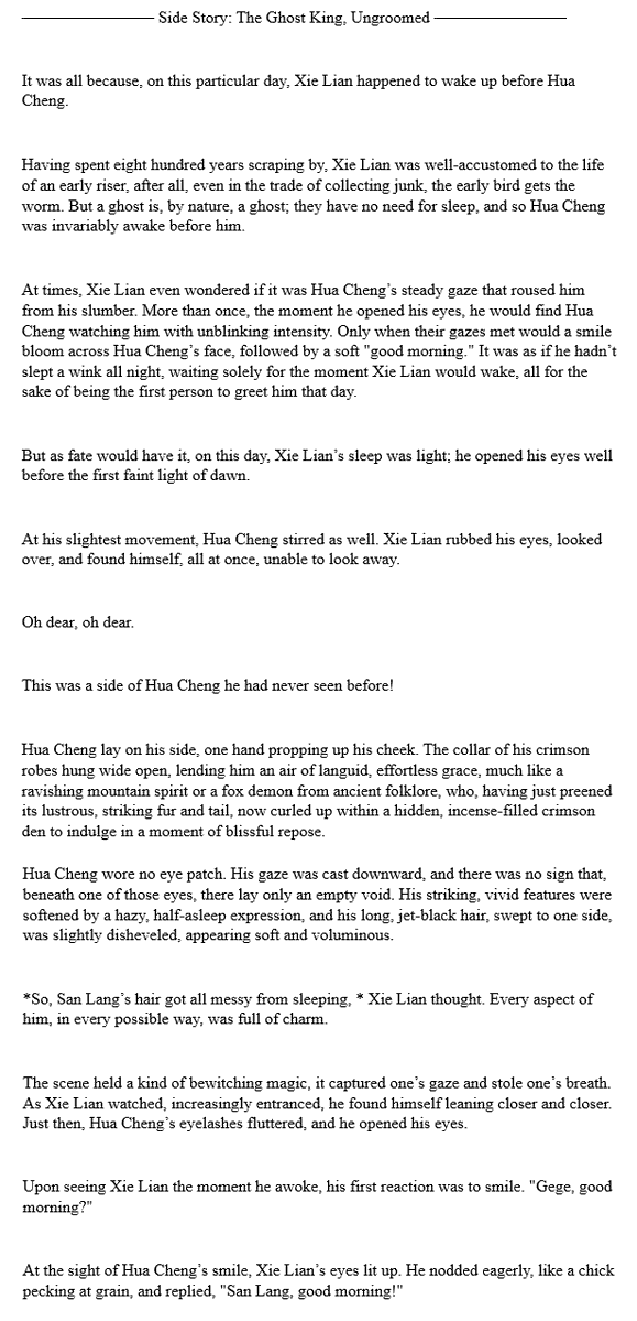 porpolwisteria's tweet photo. this scene on the TGCF extra (revised edition)

Xie Lian waking up first before Hua Cheng and seeing him without his eye patch

#TGCF #天官赐福 https://t.co/PcPobKjoay