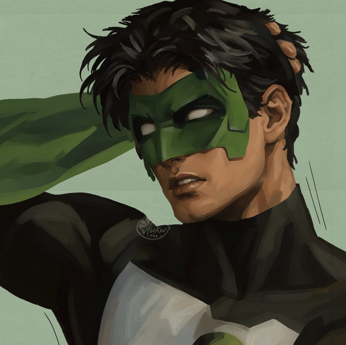 vlukwarts's tweet photo. Forgot about twitter.. again.. here’s Kyle Rayner #kylerayner #greenlantern #dc #art #painting https://t.co/wK3rRdtqSY